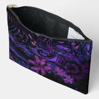 Luminescent Purple Tribal Plumeria Cosmetic Bag –  アクセサリーポーチ