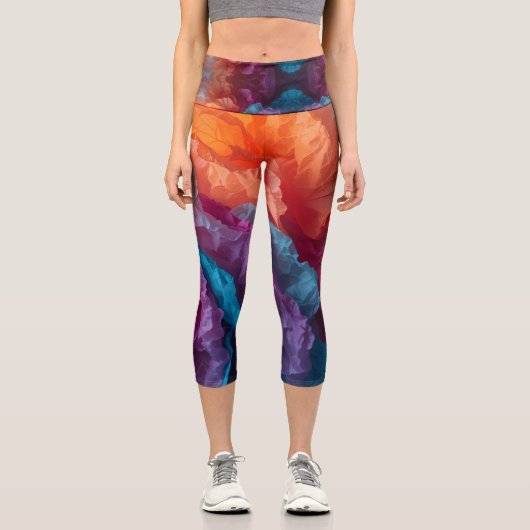 Luminous Abstract Tissue Paper Layers カプリレギンス (正面)