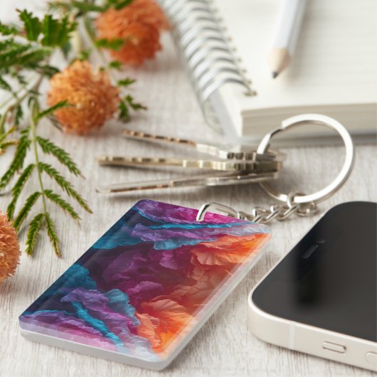 Luminous Abstract Tissue Paper Layers キーホルダー (正面右)