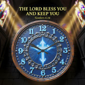 Luminous Azure Cross Ornate ラージ壁時計