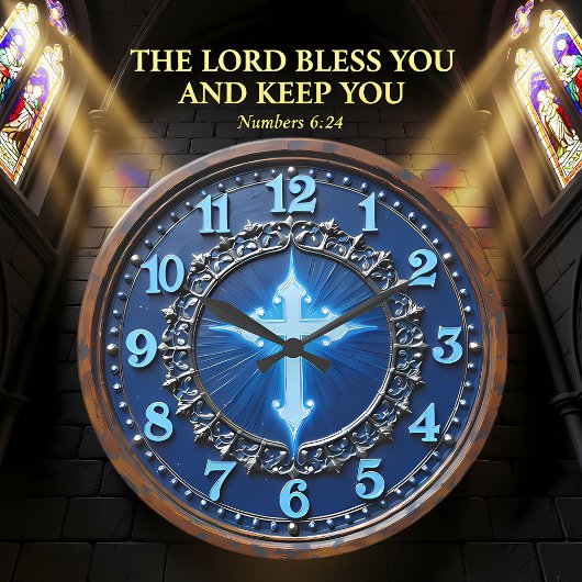 Luminous Azure Cross Ornate ラージ壁時計