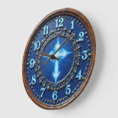 Luminous Azure Cross Ornate ラージ壁時計 (傾斜)