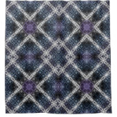 Luminous Blue and White Geometric Lattice シャワーカーテン (正面)
