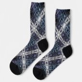 Luminous Blue and White Geometric Lattice ソックス (左)