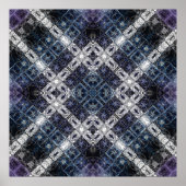 Luminous Blue and White Geometric Lattice ポスター (正面)