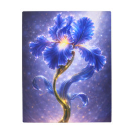 Luminous Blue Bloom Fantasy Flower Metal Wall Art メタルプリント