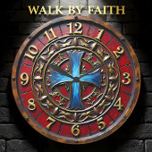 Luminous Blue Cross Ornate ラージ壁時計