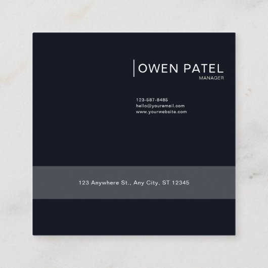 Luminous Blue Floral Gold Celestial Flower Frame スクエア名刺 (裏面)