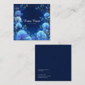 Luminous Blue Floral Gold Celestial Frame Midnight スクエア名刺 (正面/裏面)