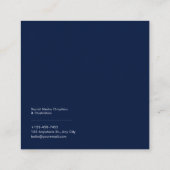 Luminous Blue Floral Gold Celestial Frame Midnight スクエア名刺 (裏面)