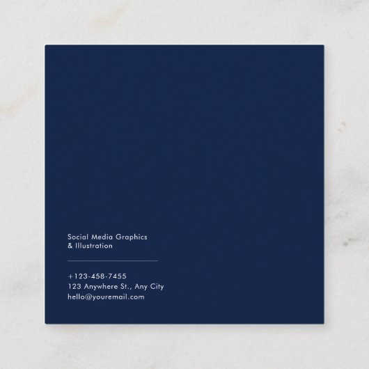 Luminous Blue Floral Gold Celestial Frame Midnight スクエア名刺 (裏面)