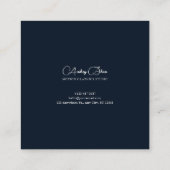 Luminous Blue Floral Gold Celestial Frame Midnight スクエア名刺 (裏面)