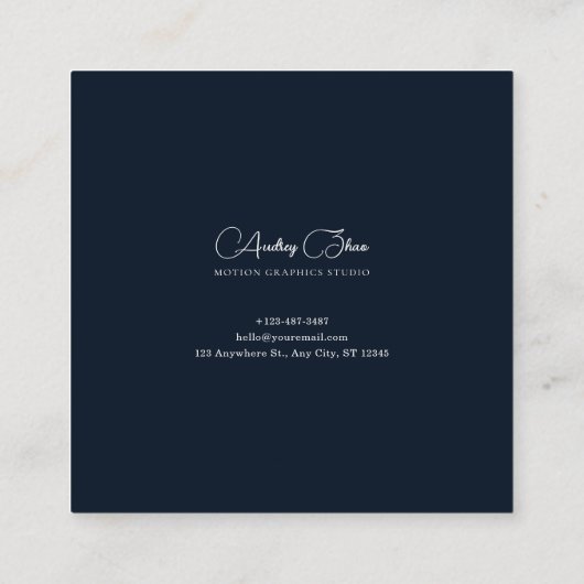 Luminous Blue Floral Gold Celestial Frame Midnight スクエア名刺 (裏面)