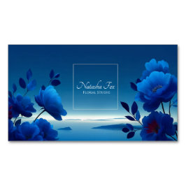 Luminous Blue Floral Seascape Monochromatic マグネット名刺