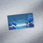 Luminous Blue Floral Seascape Monochromatic マグネット名刺 (インサイチュ)