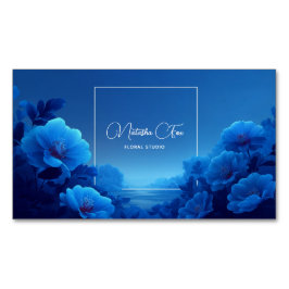 Luminous Blue Floral Serene Landscape マグネット名刺