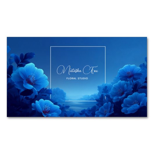 Luminous Blue Floral Serene Landscape マグネット名刺 (正面)