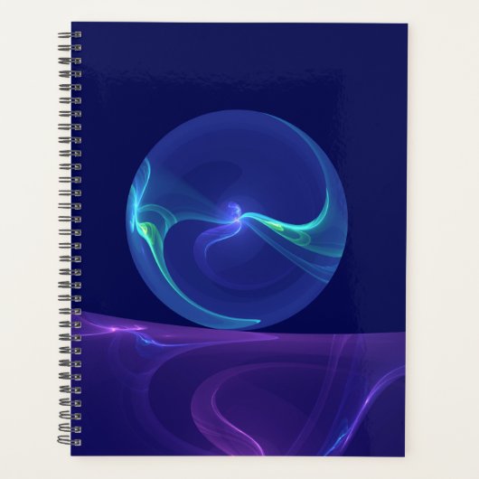 Luminous Blue Purple Dream Abstract Fractal Art プランナー手帳 (正面)