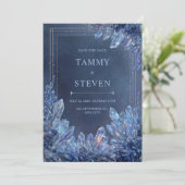 Luminous Blue Quartz Gilded Triple Frame Wedding 招待状 (スタンド正面)