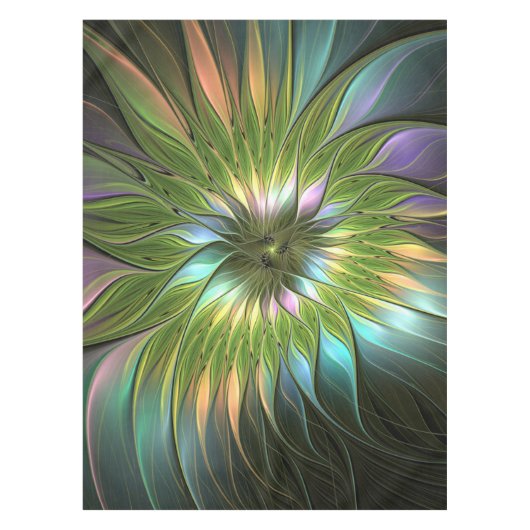 Luminous Colorful Fantasy Flower Fractal Art テーブルクロス (正面)