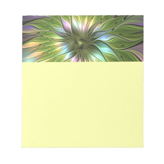 Luminous Colorful Fantasy Flower Fractal Art ノートパッド (正面)