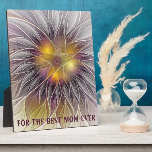 Luminous Colorful Flower Abstract Fractal Best Mom フォトプラーク (側面)