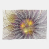 Luminous Colorful Flower, Abstract Modern Fractal キッチンタオル (横)