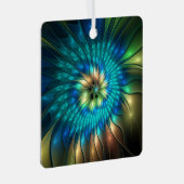 Luminous Fantasy Flower, Colorful Abstract Fractal メタルオーナメント (正面右)