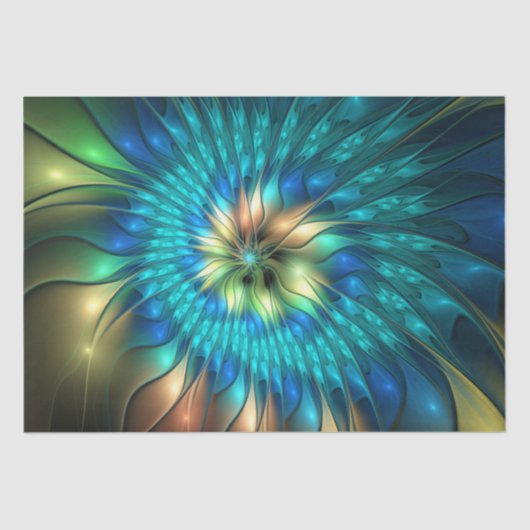 Luminous Fantasy Flower, Colorful Abstract Fractal 薄葉紙 (正面)