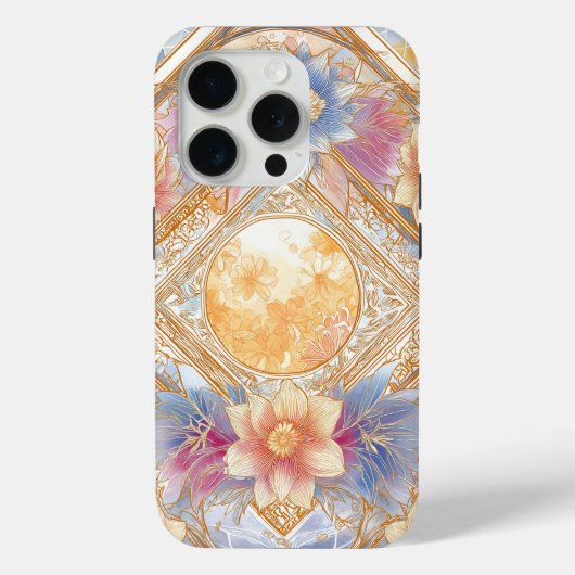 Luminous Floral Geometry in Soft Gold & Pastel Case-Mate iPhoneケース (裏面)
