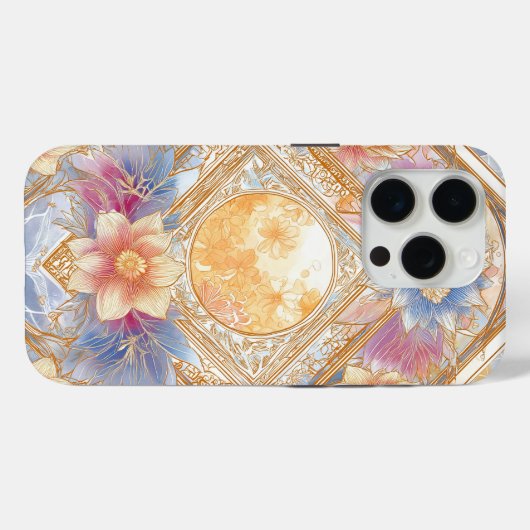 Luminous Floral Geometry in Soft Gold & Pastel Case-Mate iPhoneケース (裏面 (横))