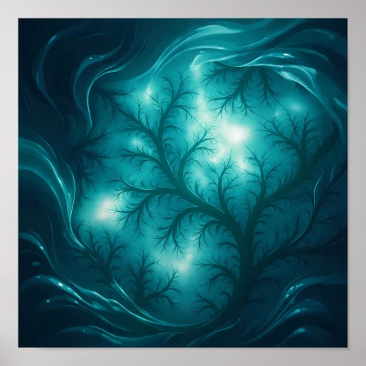 Luminous Flow Fractal Wallpaper and Art Print ポスター (正面)