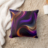 Luminous Flow - Vibrant Purple, Orange, & Gold Art クッション (ブランケット)