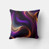 Luminous Flow - Vibrant Purple, Orange, & Gold Art クッション (裏面)