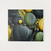 Luminous Fluid Dynamics: Yellow and Green Abstract タペストリー (正面(横))
