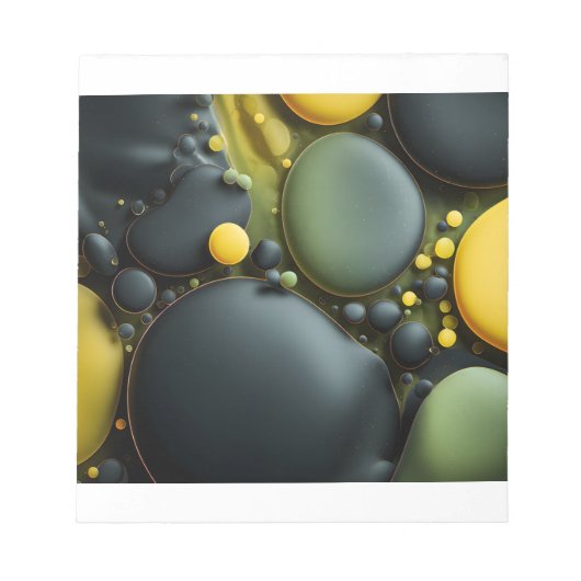 Luminous Fluid Dynamics: Yellow and Green Abstract ノートパッド (正面)