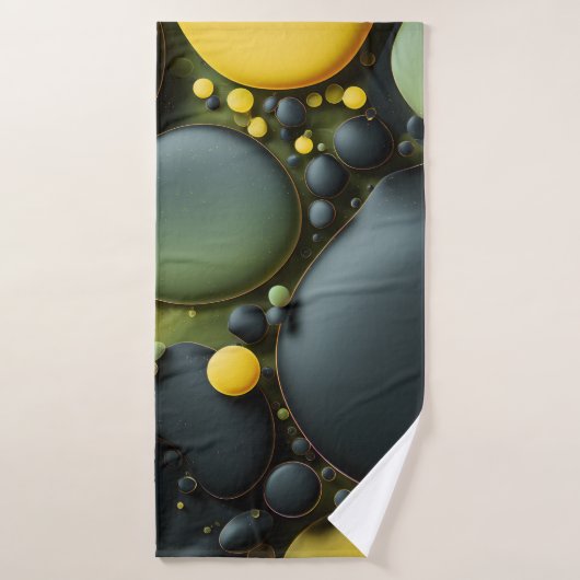Luminous Fluid Dynamics: Yellow and Green Abstract バスタオル (バスタオル)