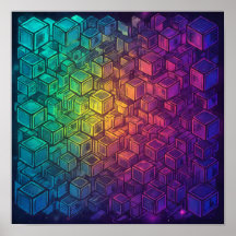 Luminous Geometric Cubist Wall Decor and Art Print