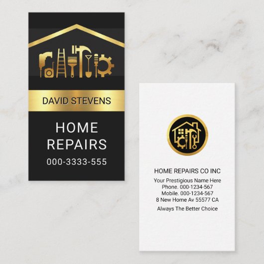 Luminous Gold Handyman Tools Roof 名刺 (正面/裏面)