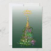 Luminous Green Holiday Tree flat holiday card  招待状 (正面)