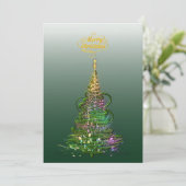 Luminous Green Holiday Tree flat holiday card  招待状 (スタンド正面)