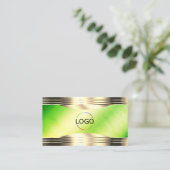 Luminous Green Marbleの金ゴールド縁どロゴと写真 名刺 (スタンド正面)