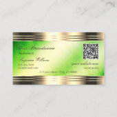 Luminous Green Marble金ゴールドロ縁どゴQRコード 名刺 (裏面)