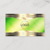 Luminous Green Marble金ゴールドロ縁どゴQRコード 名刺 (正面)