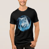 Luminous Ice Wolf in Galaxy Swirl トライブレンドＴシャツ (正面)