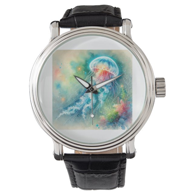 Luminous jellyfish 251024AREF103 - Watercolor 腕時計 (正面)