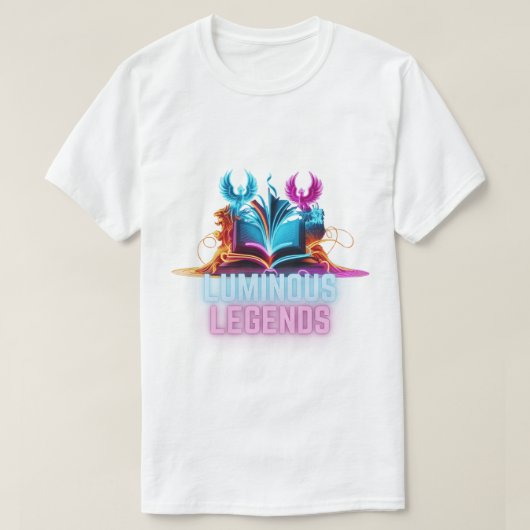 Luminous Legends – ネオンライトでストーリーが輝く Tシャツ (デザイン正面)