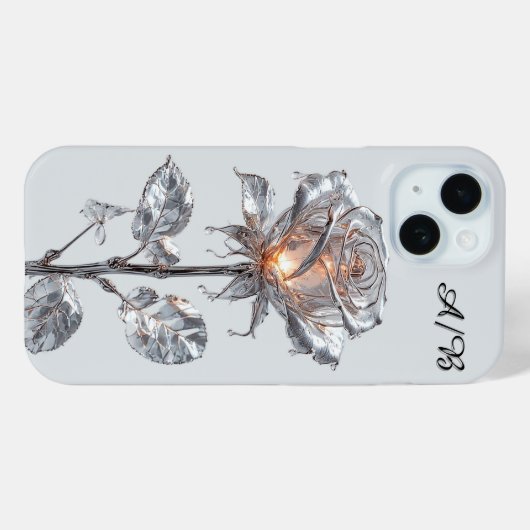 Luminous Metallic Silver Rose Case-Mate iPhoneケース (裏面 (横))