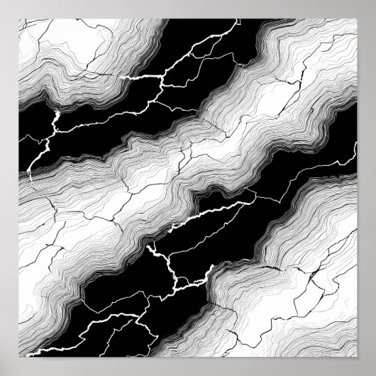 Luminous Molten Flow Decoupage Template Line Art ポスター (正面)