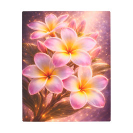 Luminous Pink Plumeria Metal Wall Art Tropical  メタルプリント